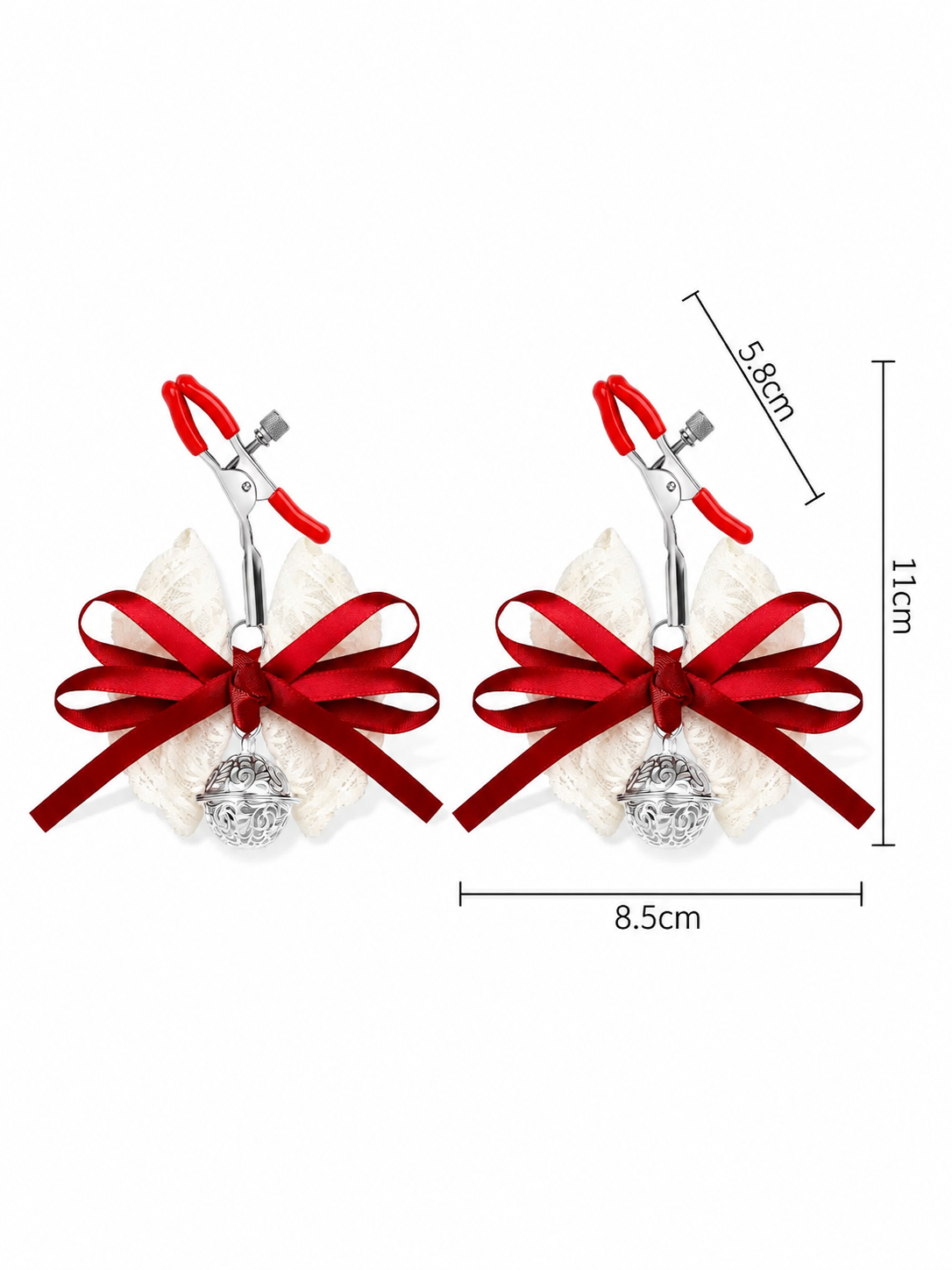 Rosalie Lace Nipple Clamps - Red