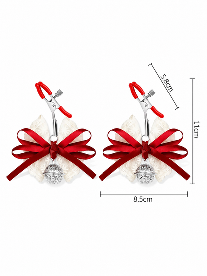 Rosalie Lace Nipple Clamps - Red