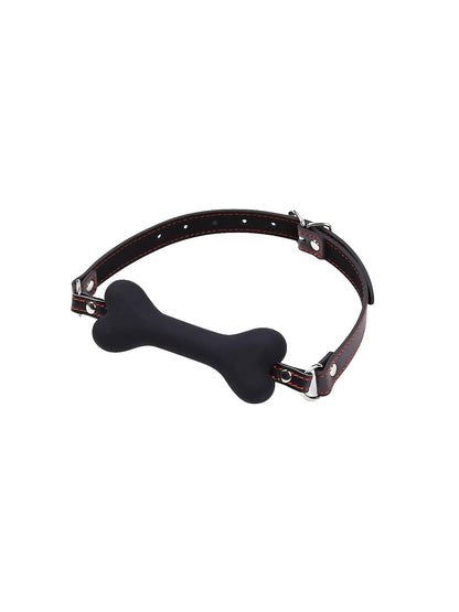 Bone Gag with Nipple Clamps - Black