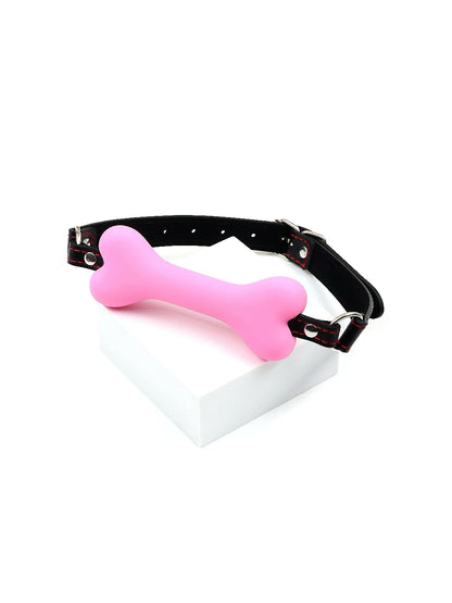 Bone Gag with Nipple Clamps - Pink