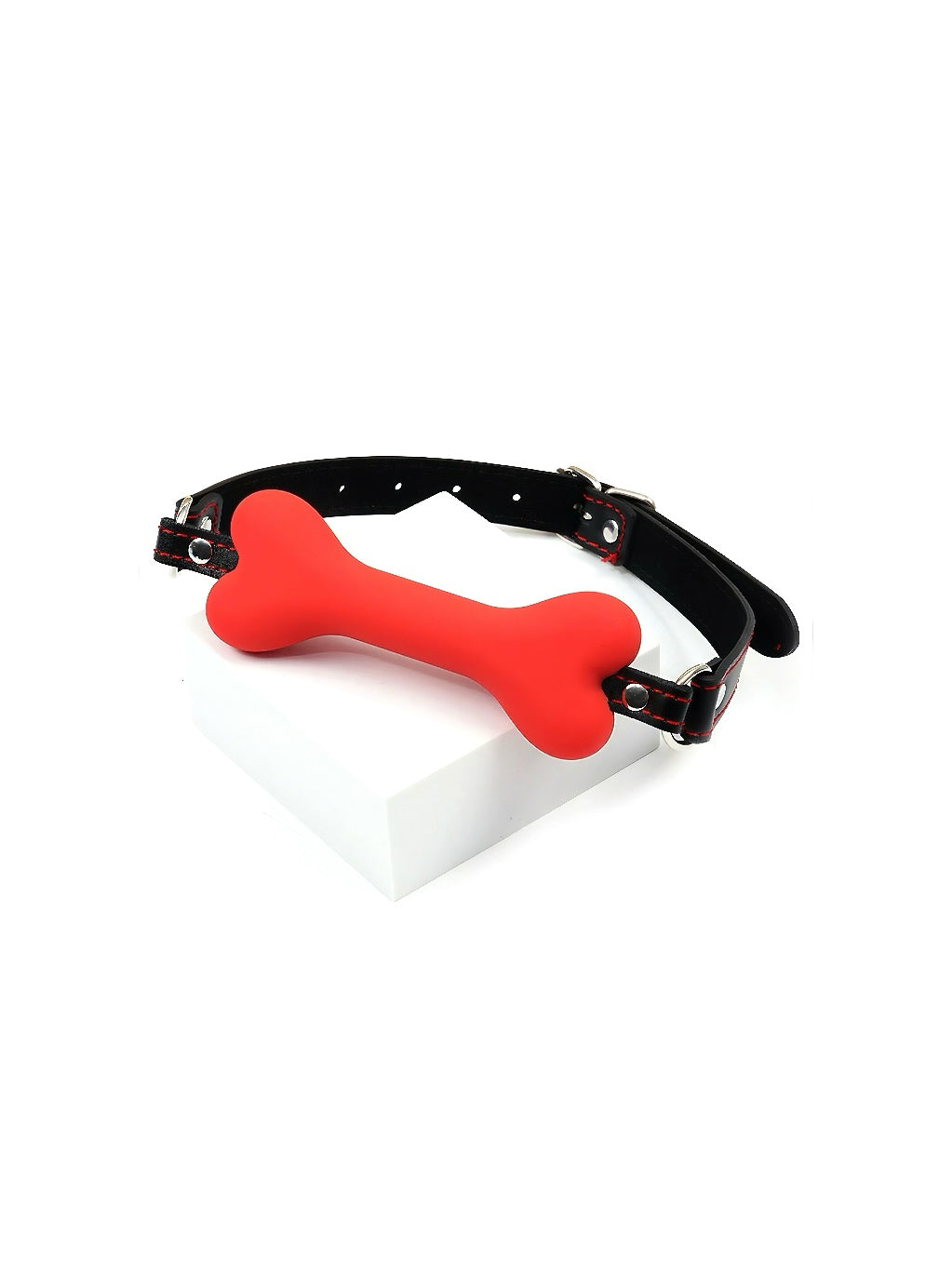 Bone Gag with Nipple Clamps - Red