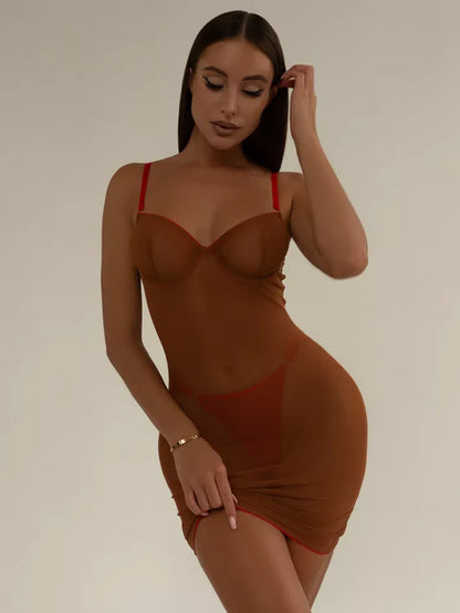 Emery Mesh Dress - Tan