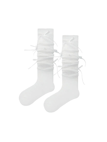 Angelic Bows Knee Socks - White