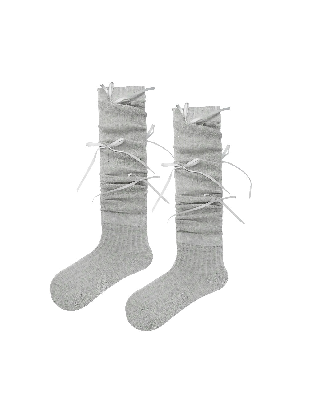 Angelic Bows Knee Socks - Grey