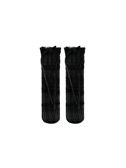 Lydia Ruffle Knee Socks - Black