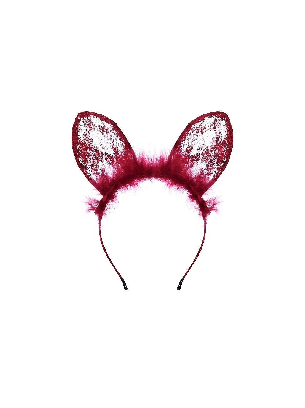 Lace Cat Ears Headband - Wine