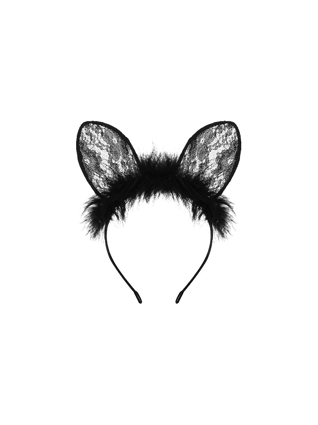 Lace Cat Ears Headband - Black