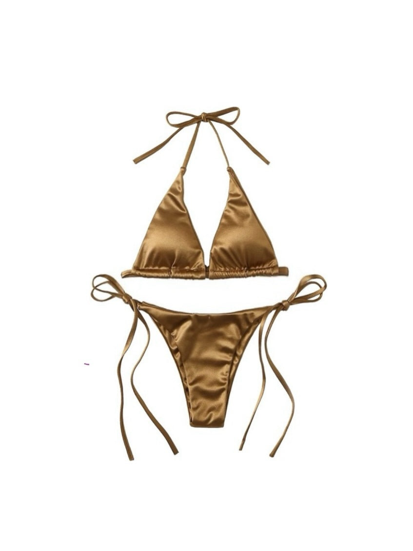 Stella Metallic Bikini Set - Gold