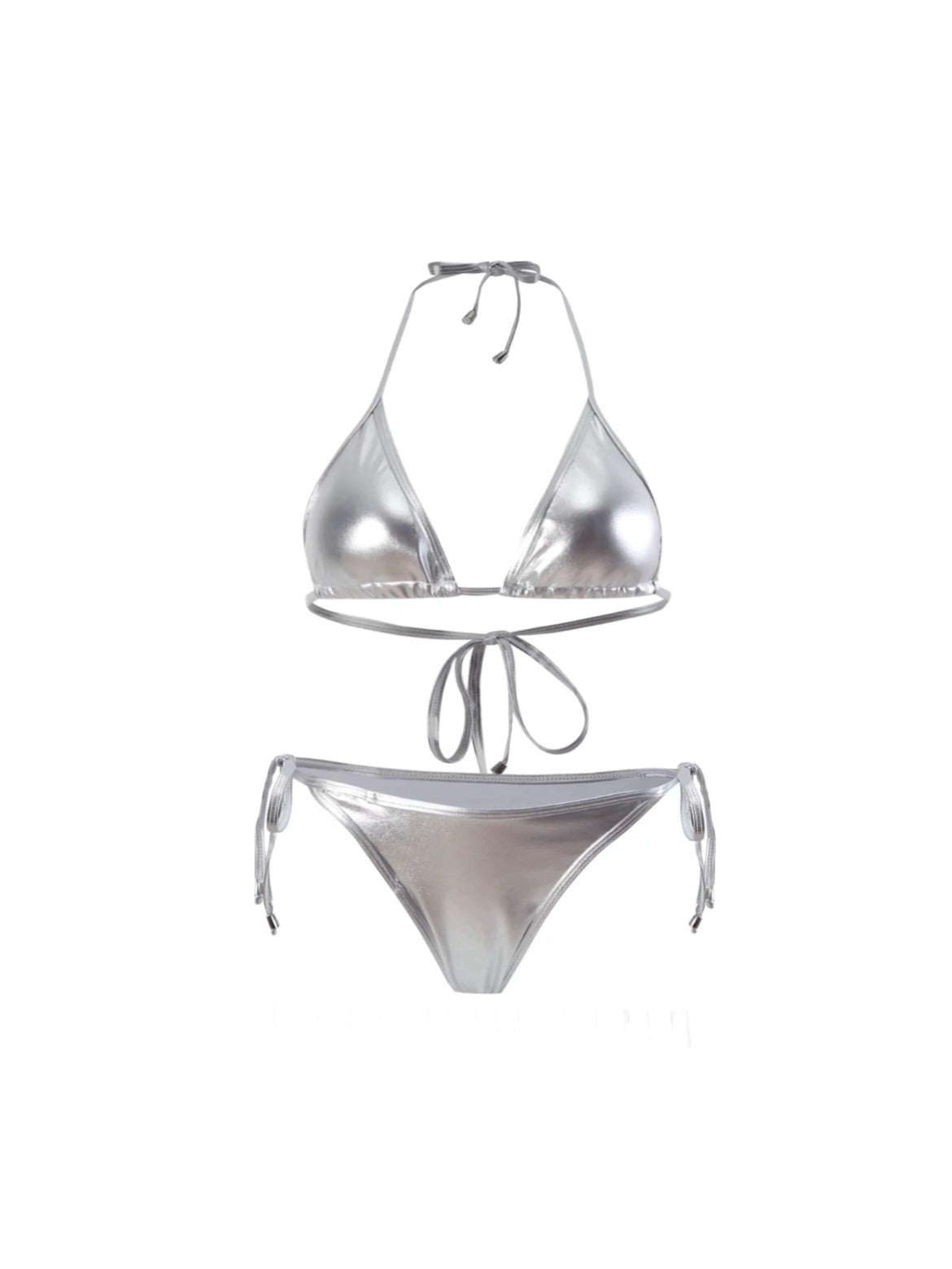 Olivia Metallic Bikini Set - Silver