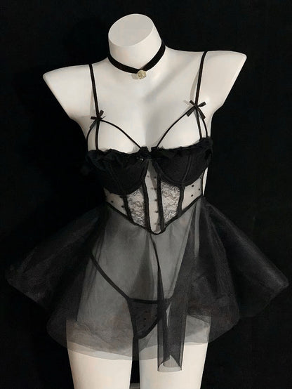Shiloh Babydoll Set- Black